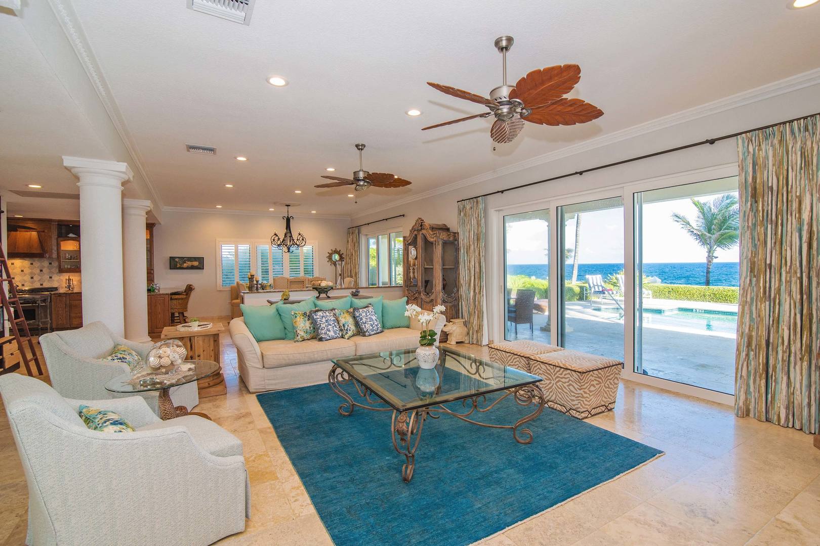 Lounge around the comfy living room while you take in that gorgeous view.