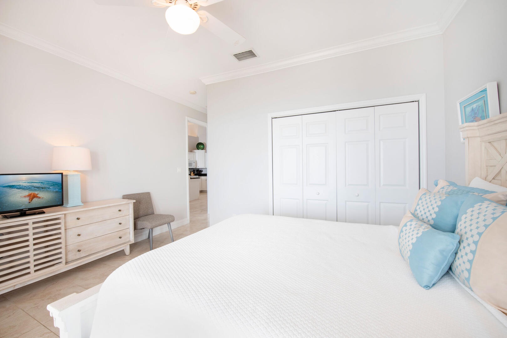 Guest Suite 1b with King bed and tv.