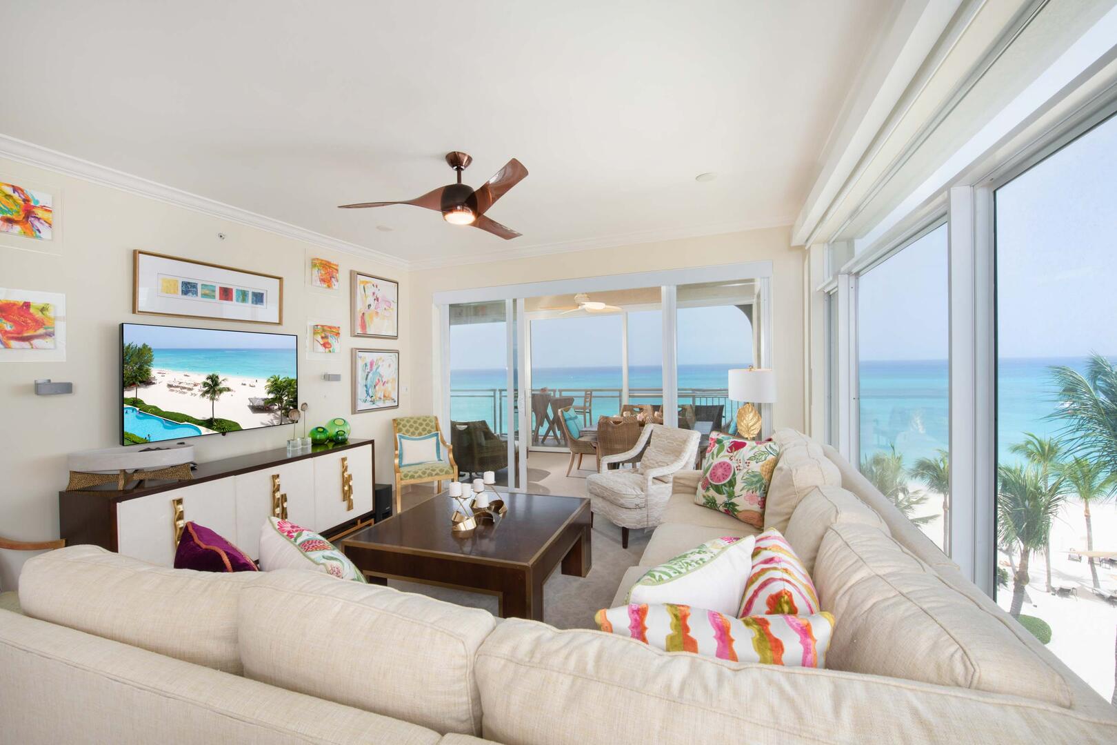 Living area with sectional sofa.