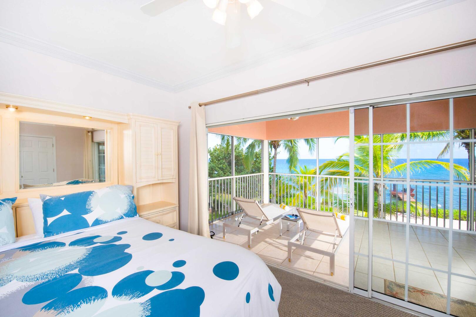 Oceanfront terrace off the master king suite.