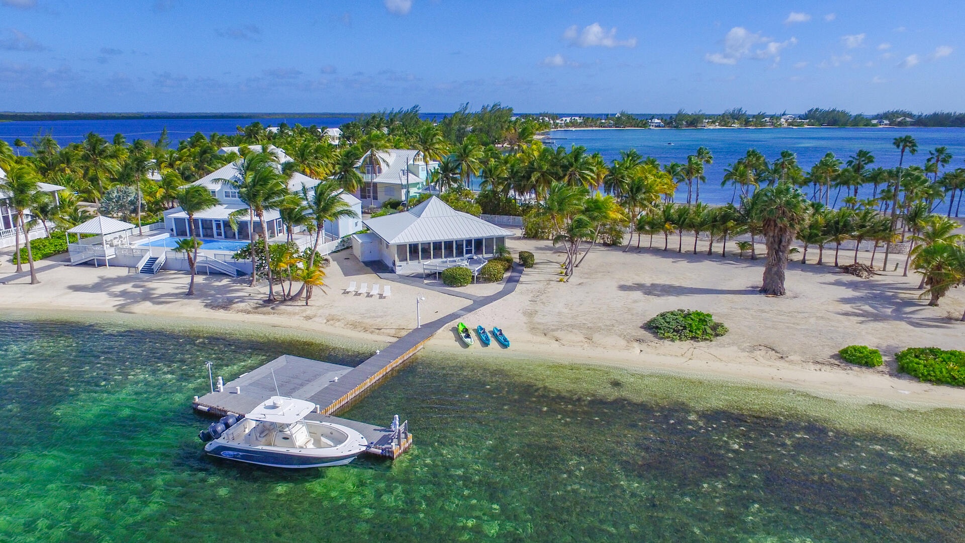 Aerial view of Peace and Kai It on the island's Bioluminescent Bay.