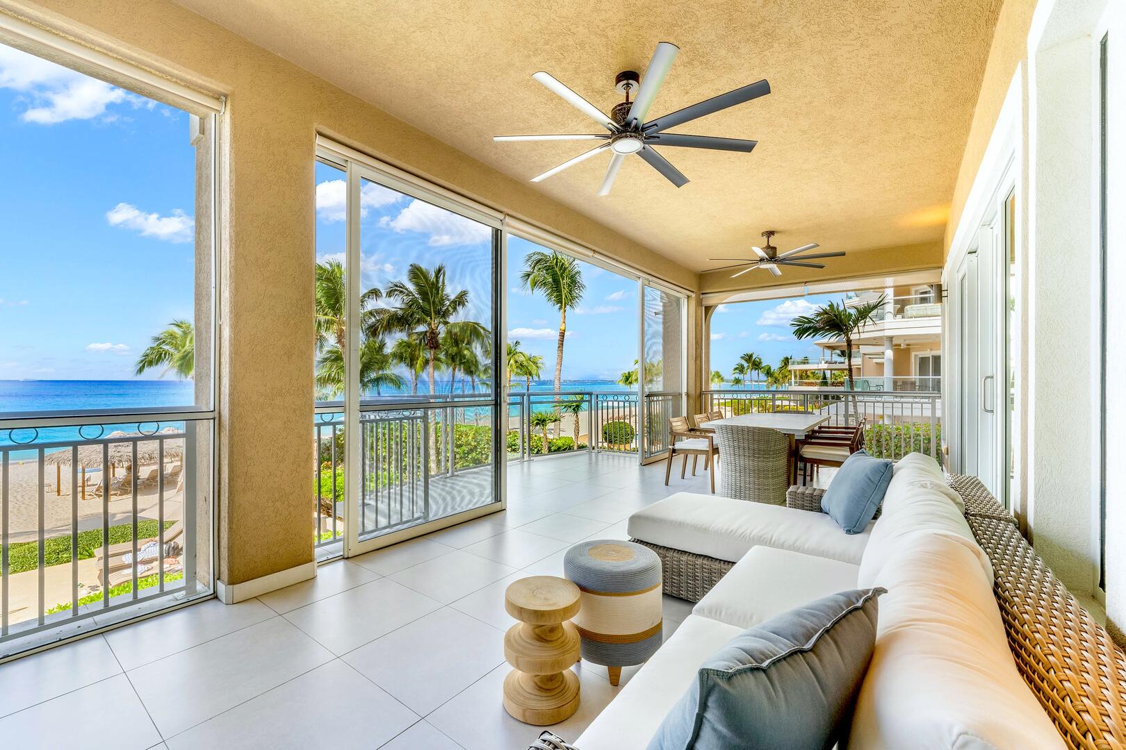 Comfy lounge furniture on the balcony.