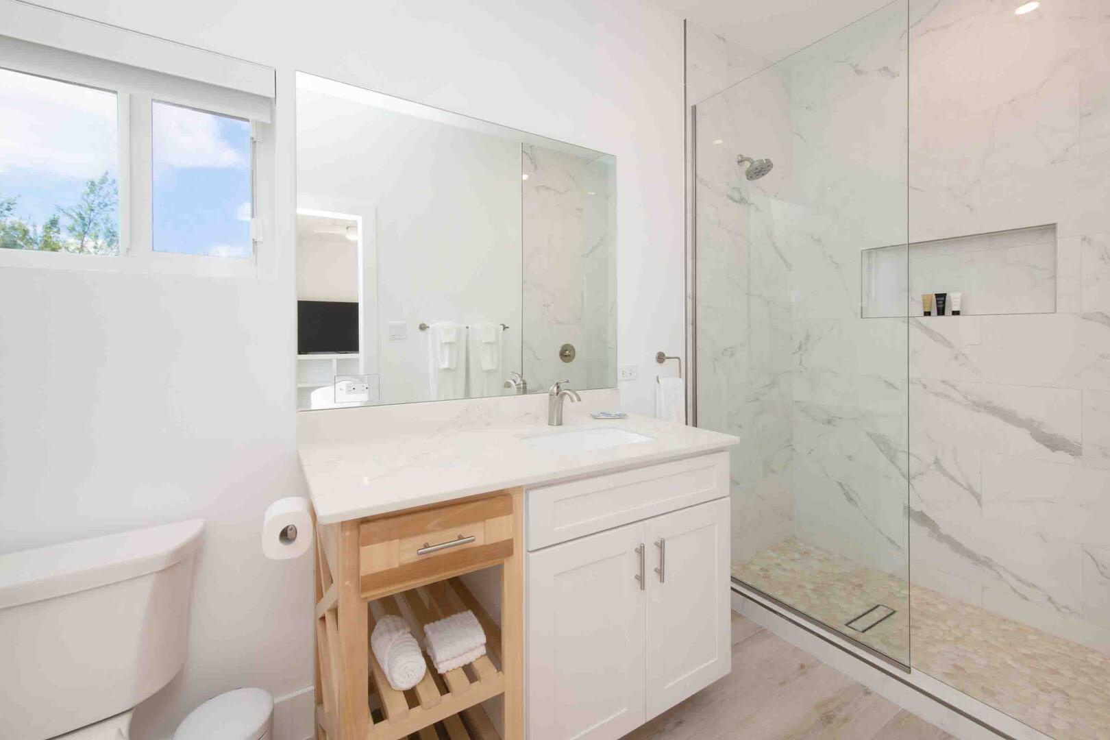 Bedroom 1 ensuite with shower.