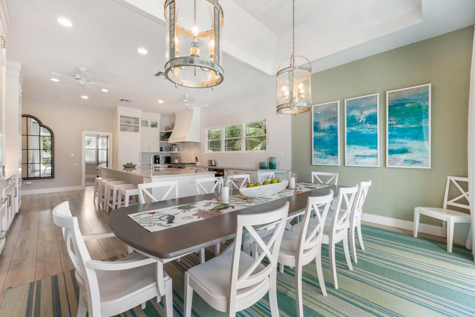 Dining table with seating for 10.