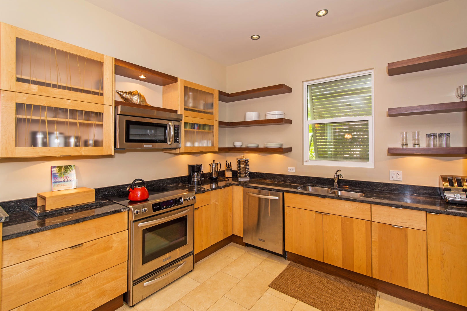 Modern kitchen and appliances.