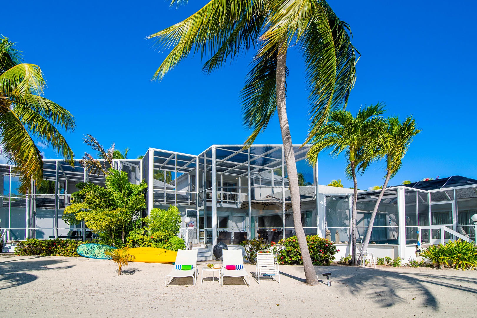 Exterior view of this stunning property with its unique architecture.