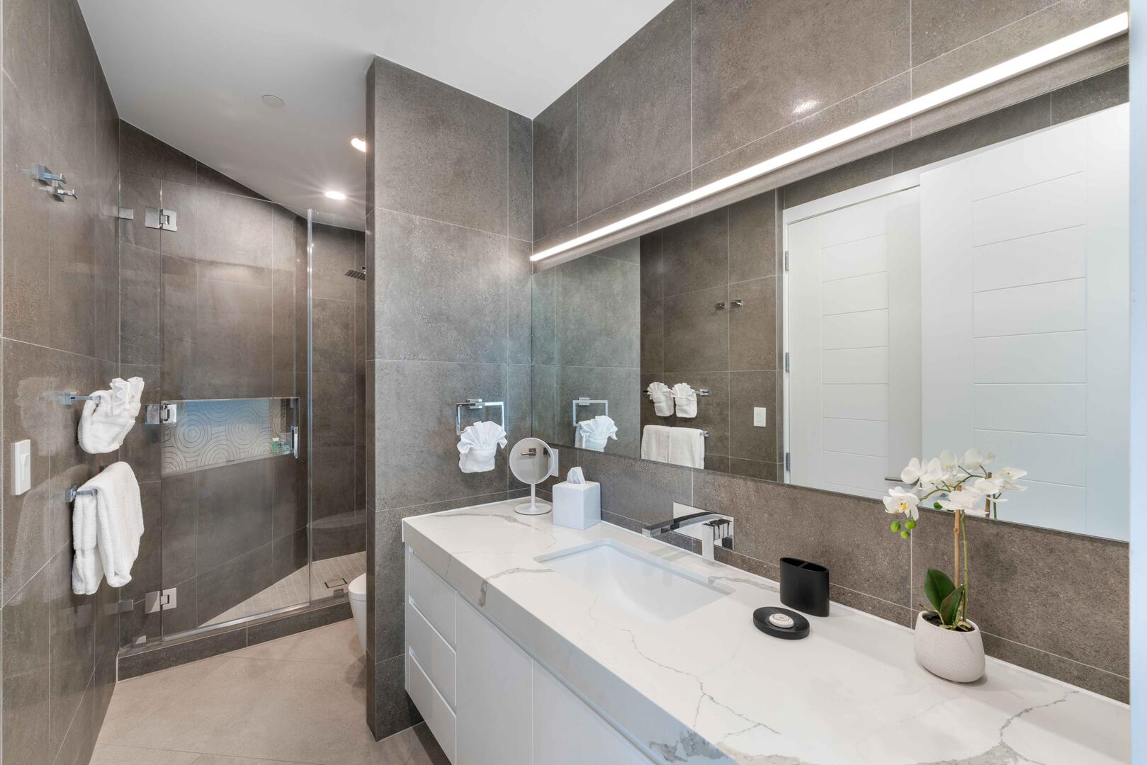 Primary Ensuite with dual vanity and shower.