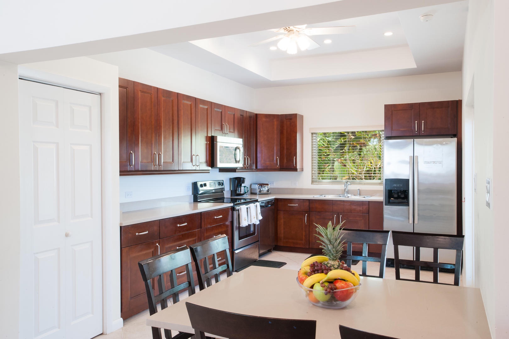 Modern kitchen and appliances.