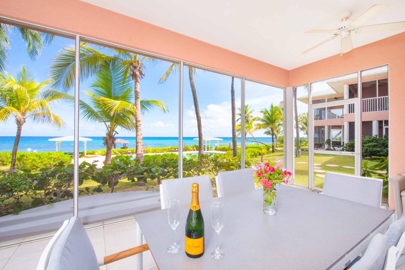Savor the tropical views with a bottle of bubbly!