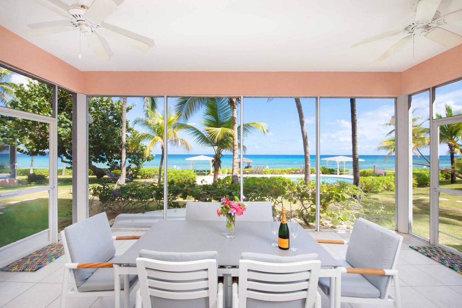 Screened patio off living area.