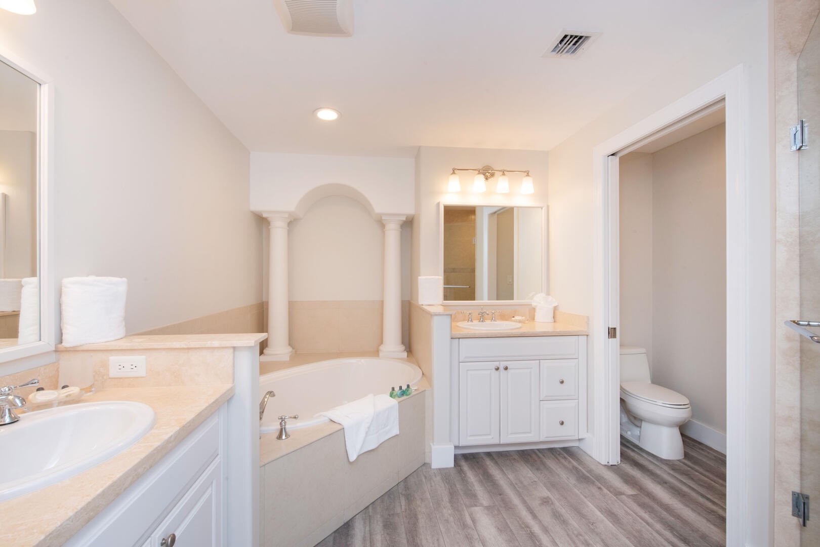 Master Bathroom with tub and shower.