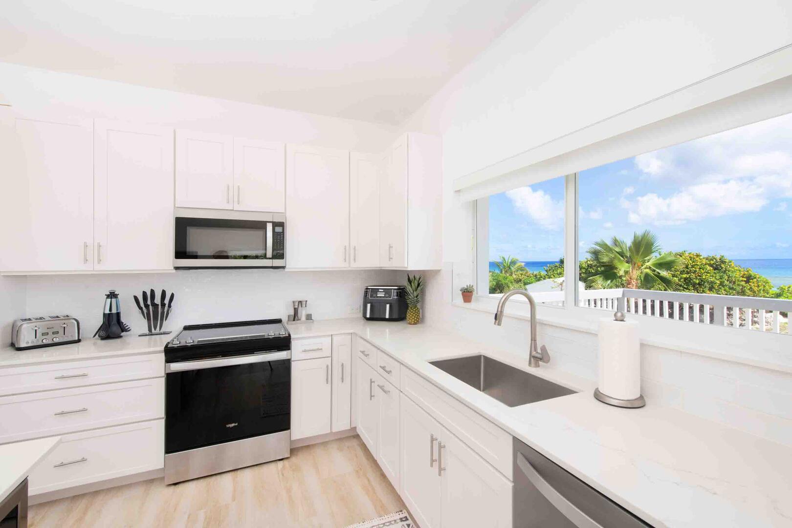 All cookware, flatware, glassware, and utensils are provided.