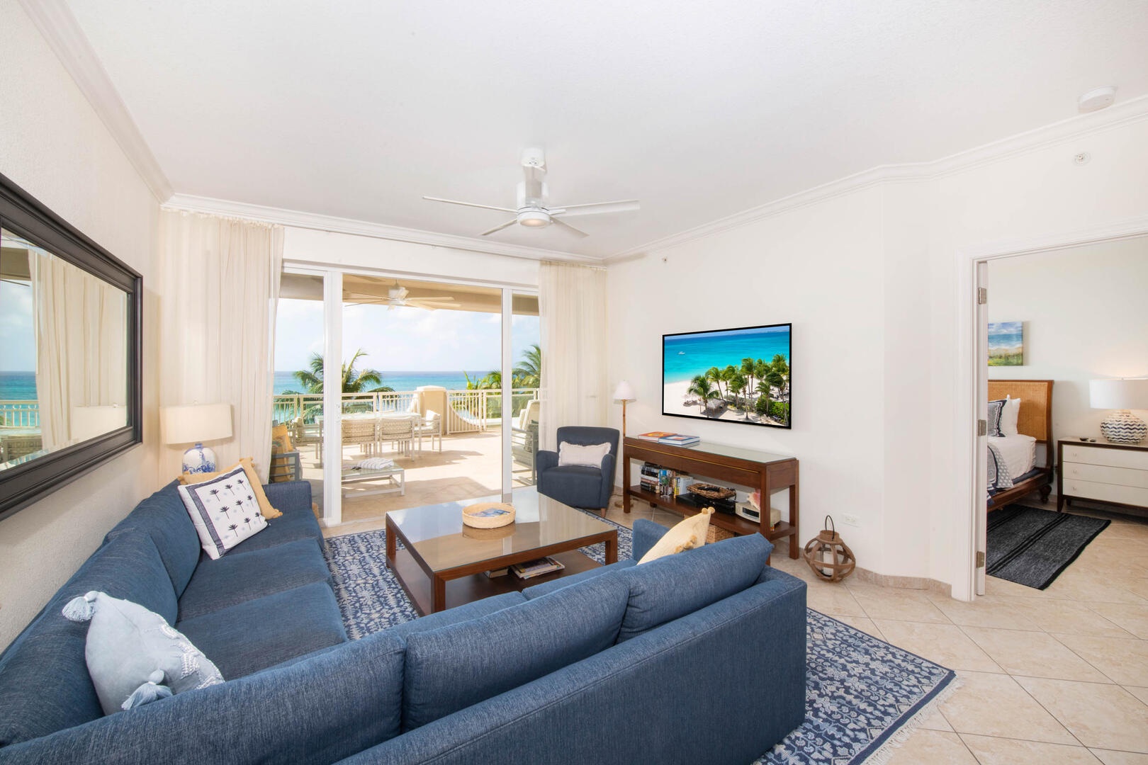 Living area with sectional sofa.