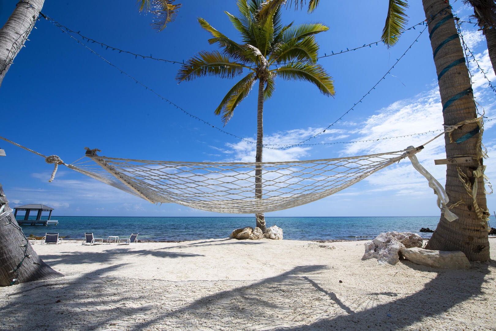 Beach hammock for seaside siestas.
