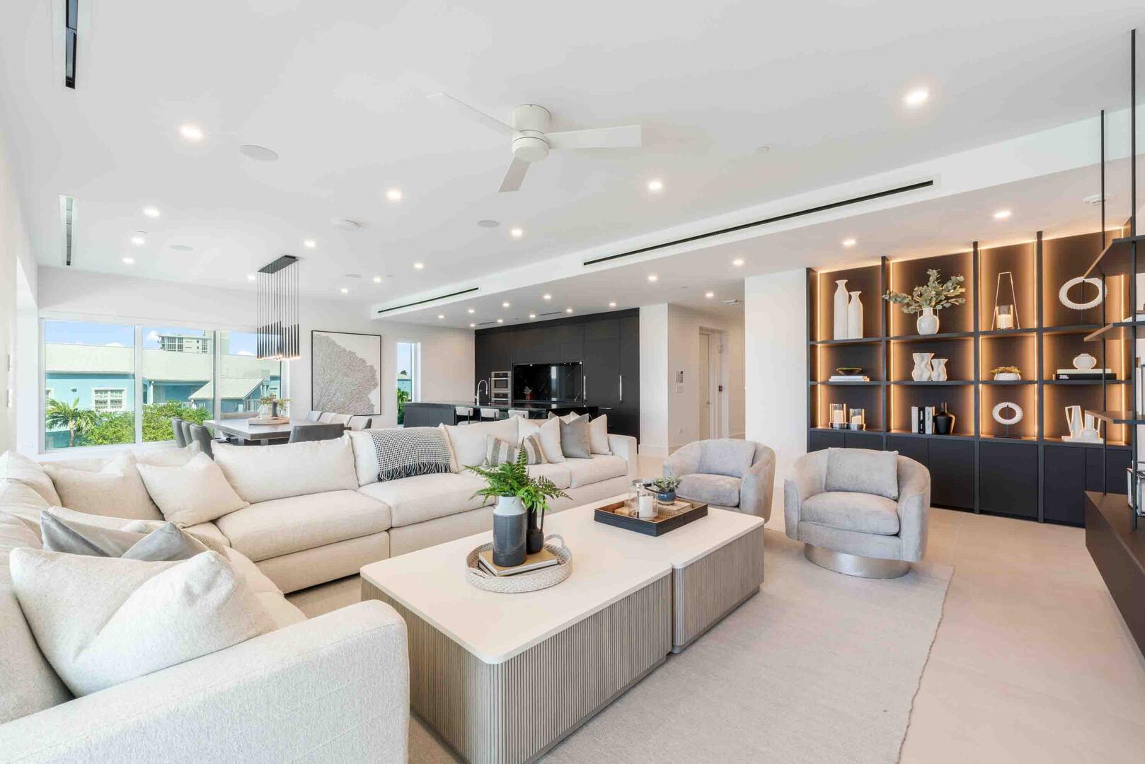 Modern interiors featuring open designs with luxurious decor.