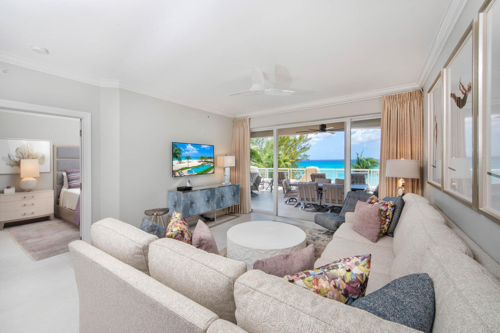 Living area with oceanfront views.
