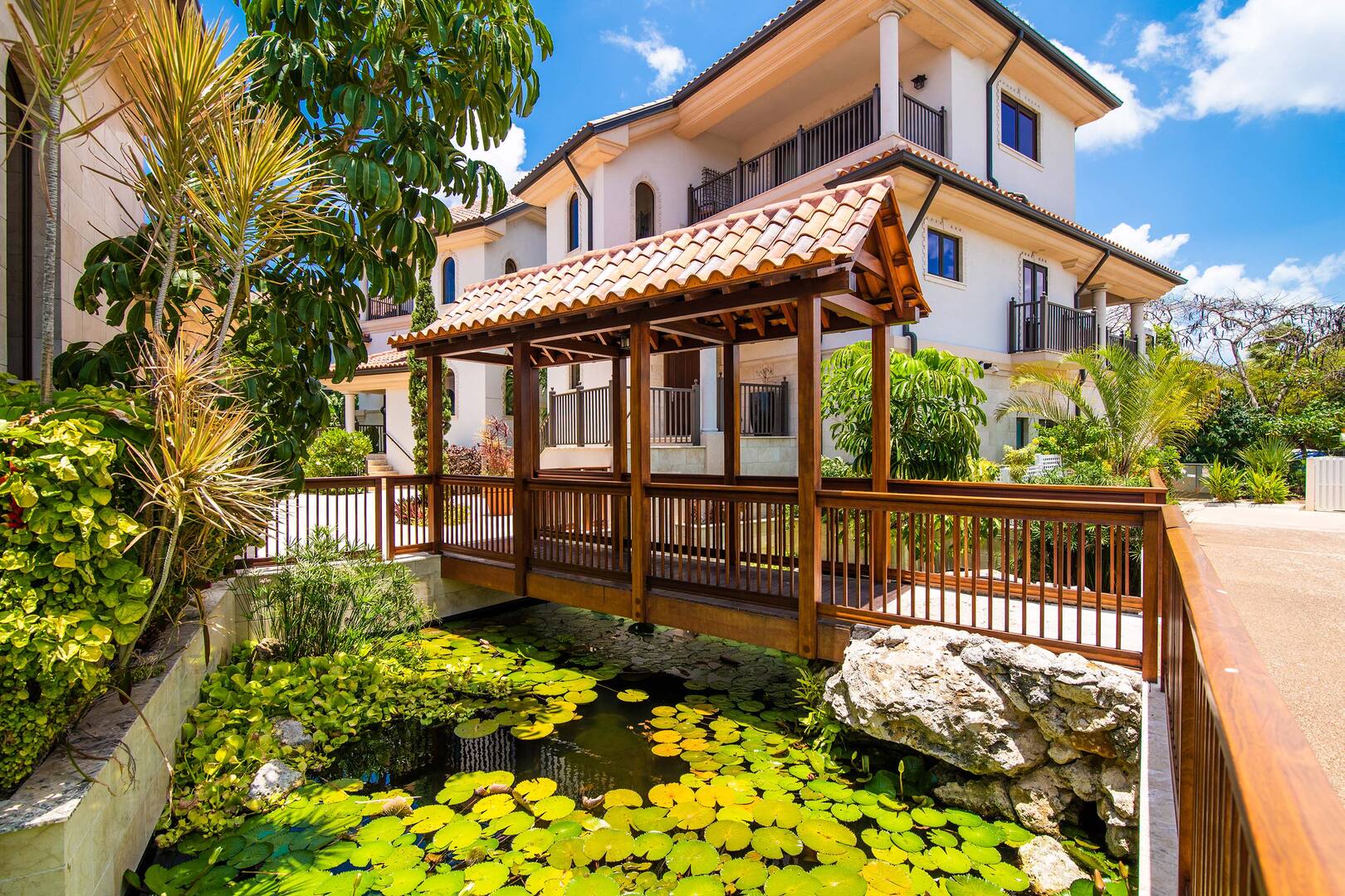 Manicured grounds and footpaths.