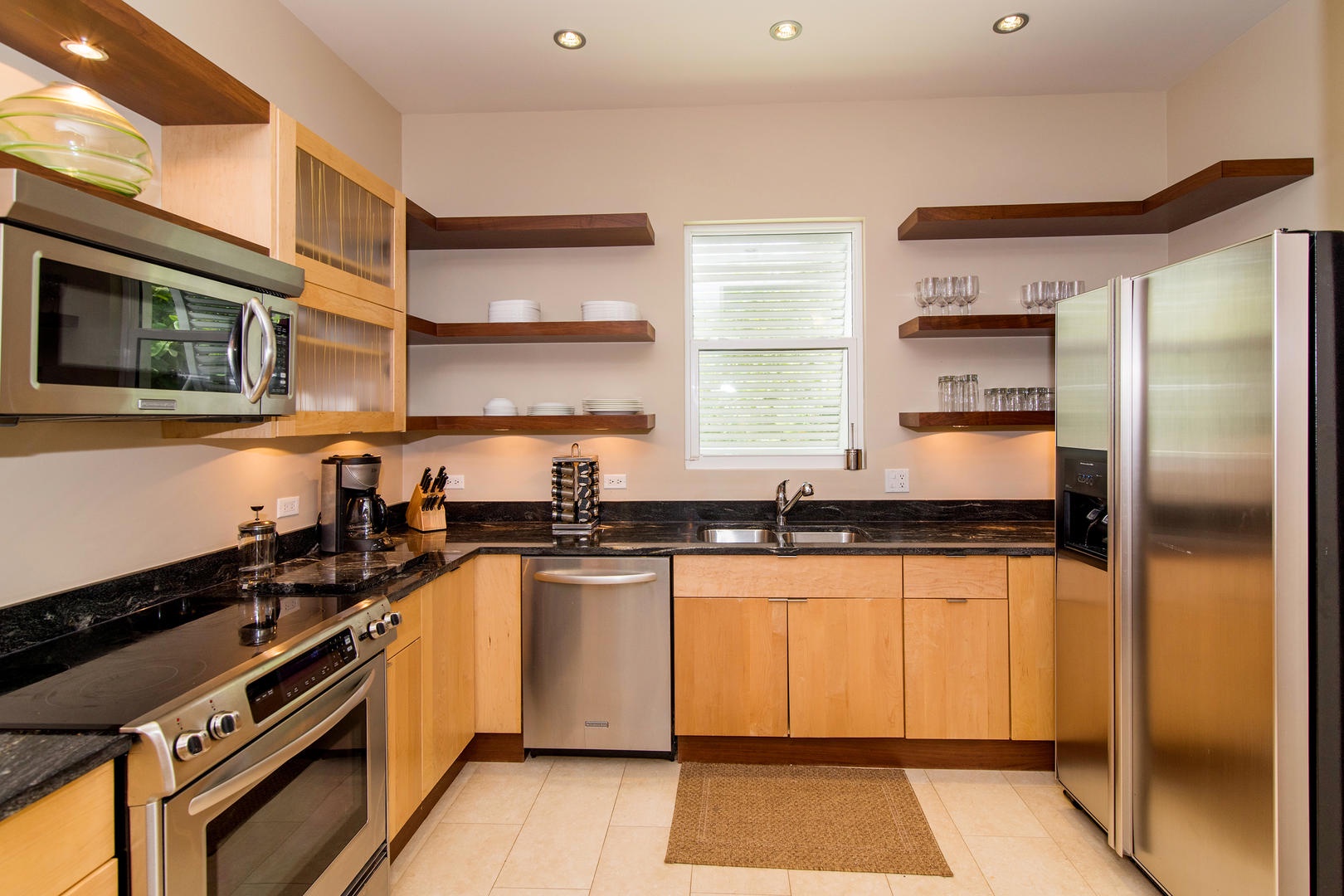 Modern kitchen and appliances.