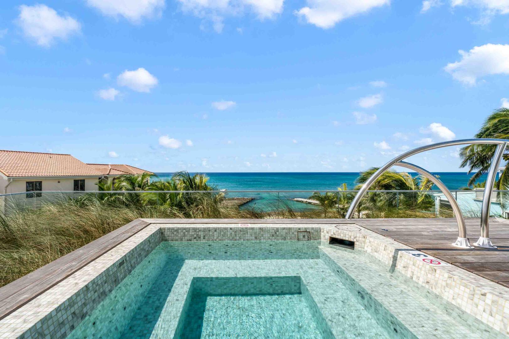 Slide into your private jacuzzi and feel your worries melt away.