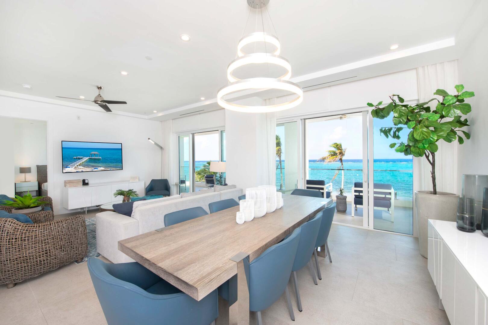 Welcome to #201 at the Rum Point Resort. This second floor condo spans 2,829 sq. ft. with 2 oceanfront suites, and 2 guest suites.