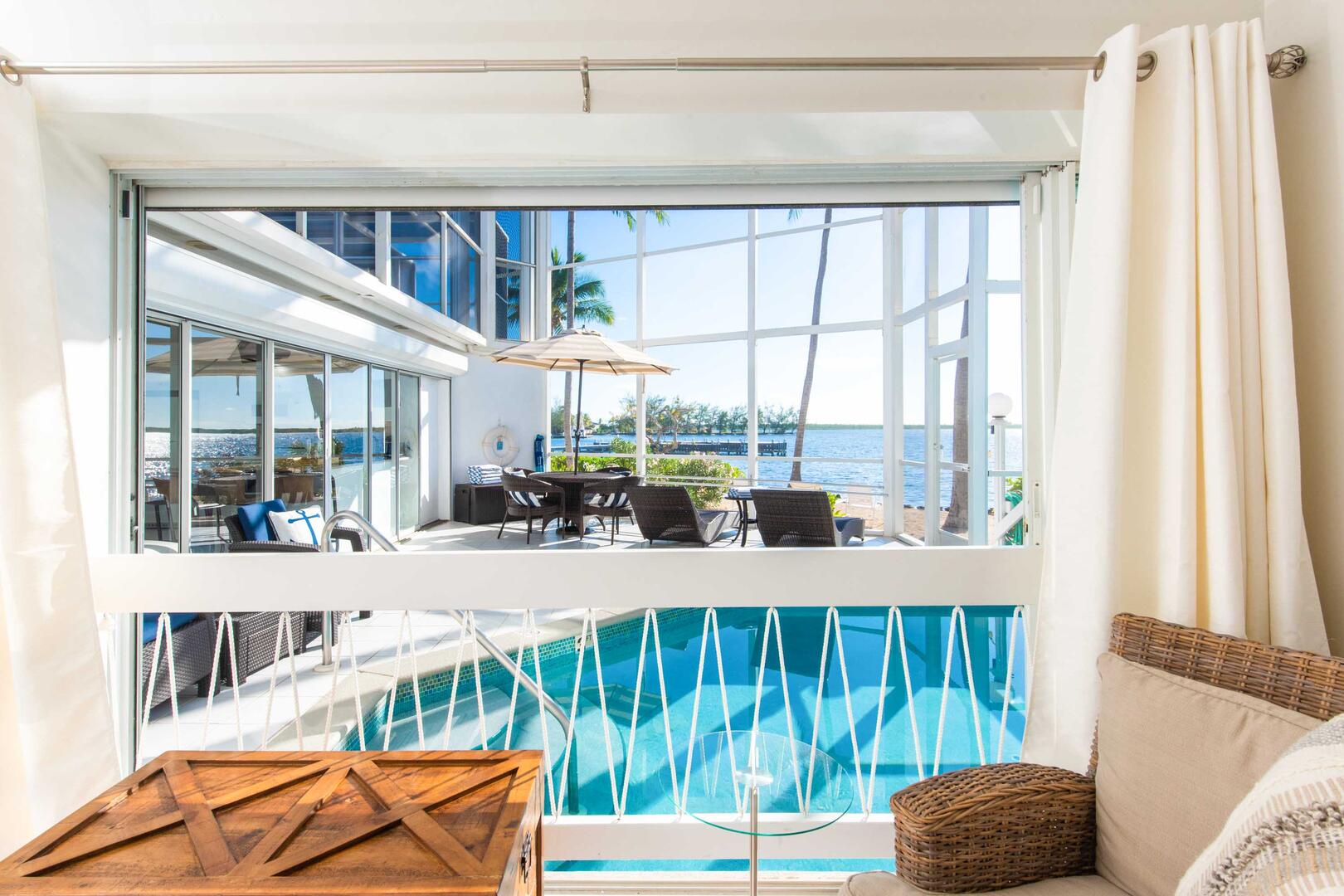 Views of the pool from the twin suite.