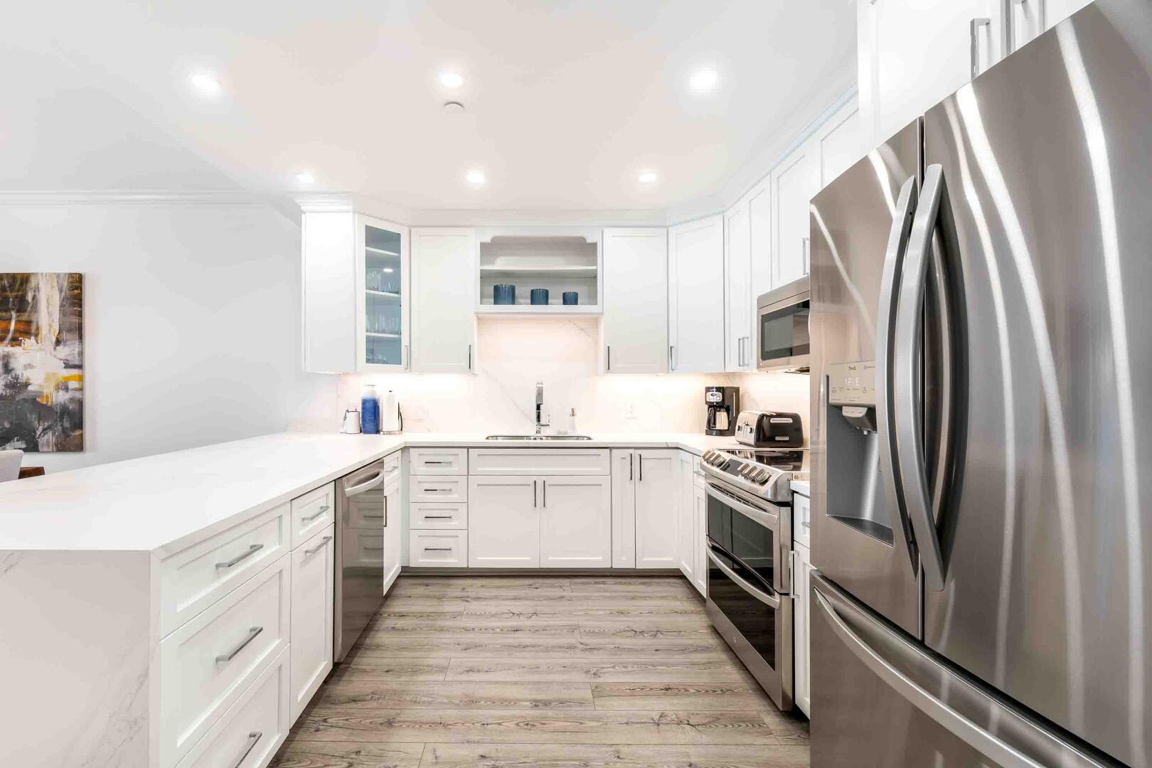 A drip coffee maker and a Keurig are provided for your stay.