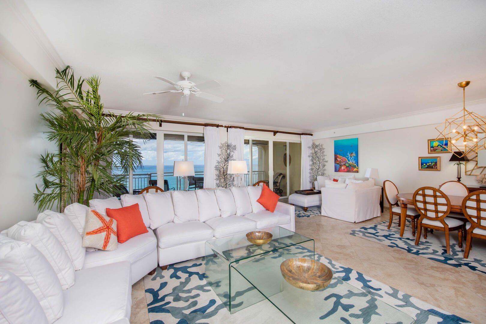 Living area with large sectional sofa.