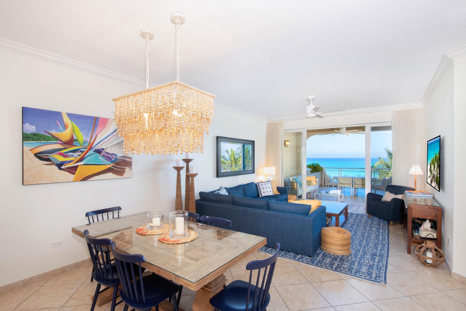 Dining area with table.