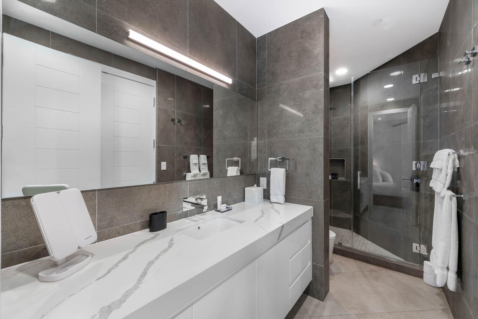 Primary ensuite with shower.