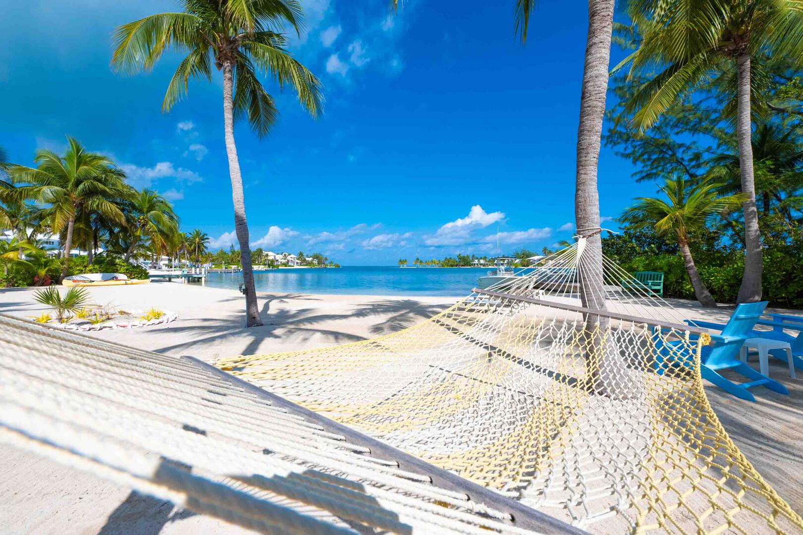 Seaside hammock for lazy days under the sun.