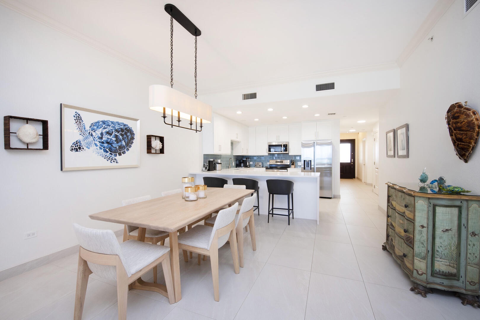 Modern dining area with seating for 6.