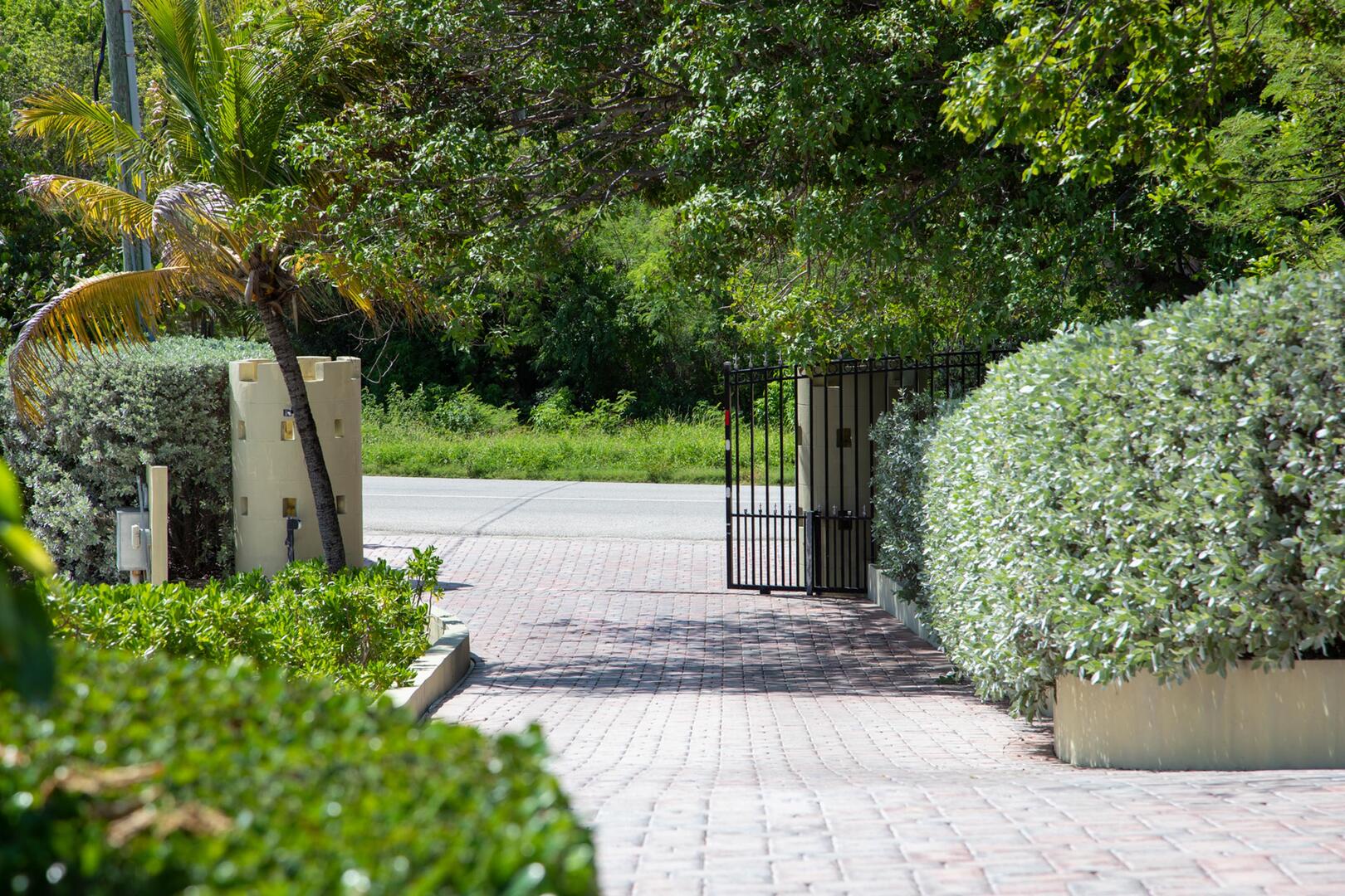 Gated driveway.