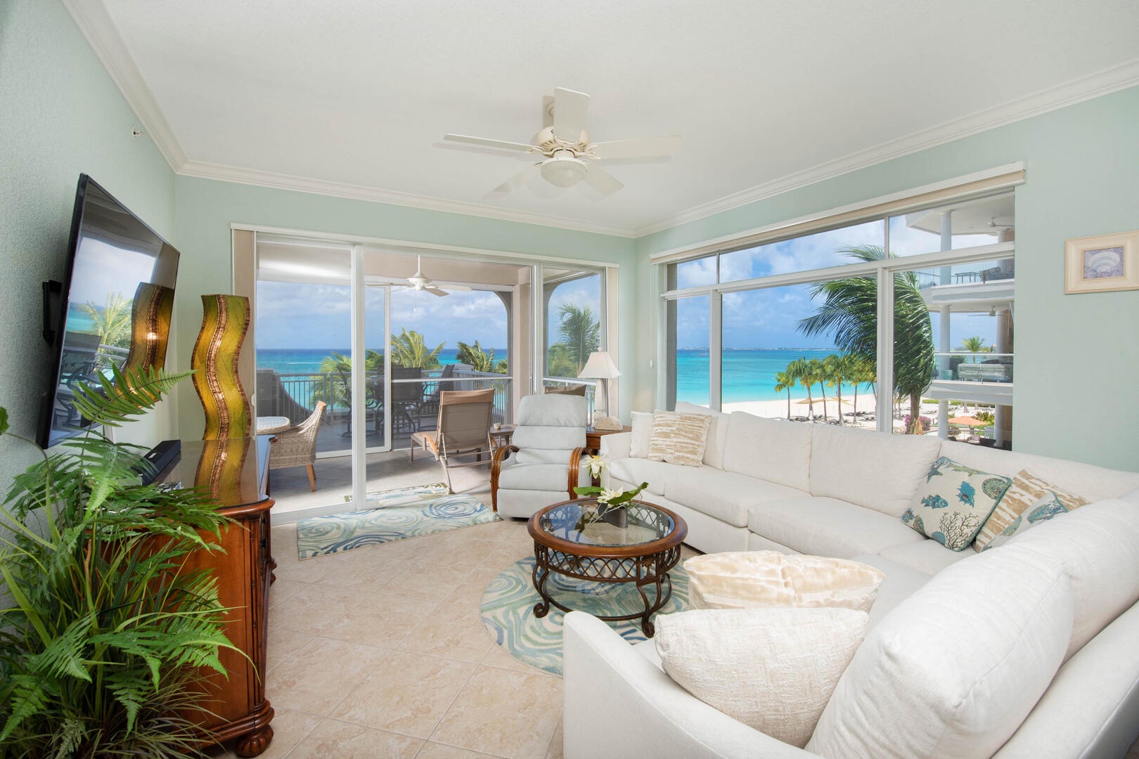 Living area with sectional sofa.