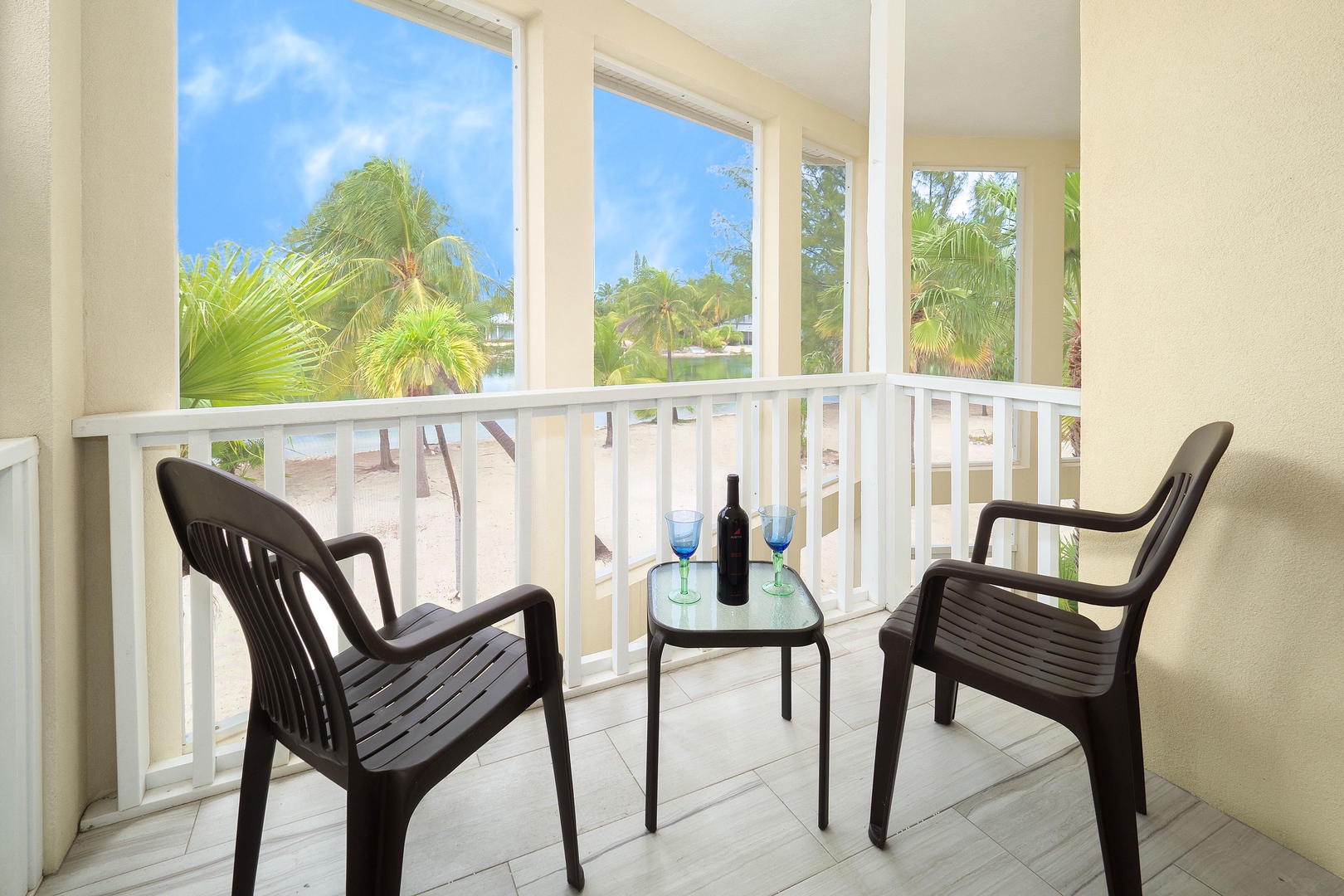 Grab a drink and watch the sun go down on one of the two balconies off each bedroom.