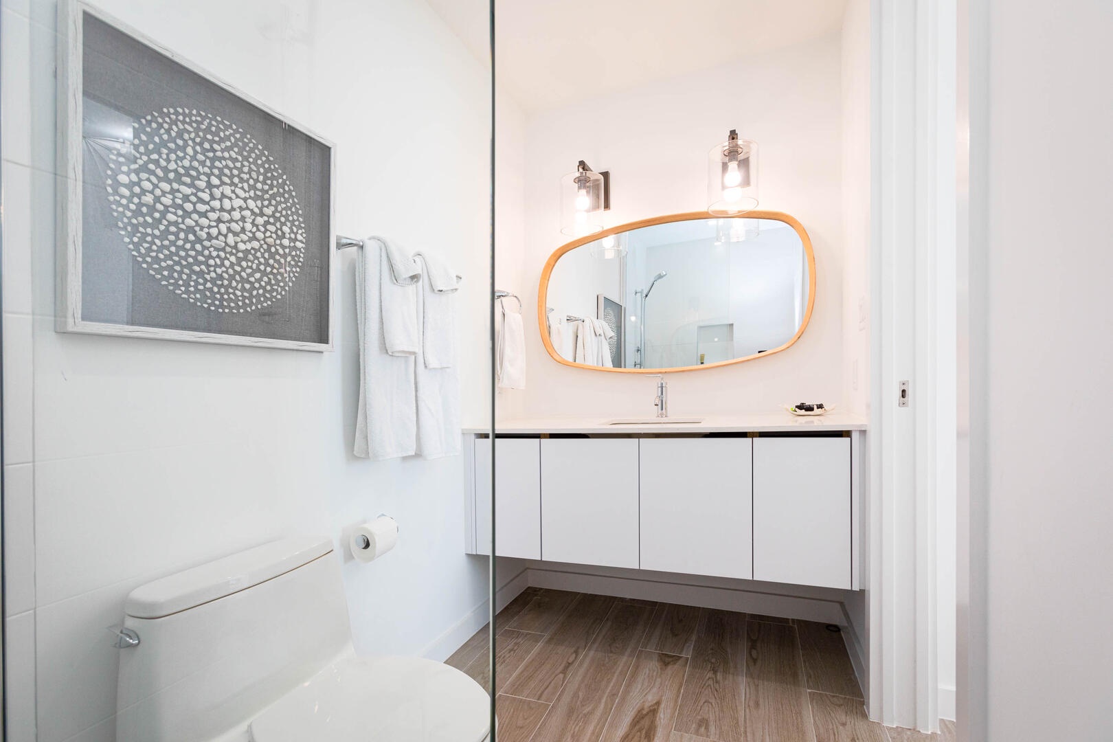 Primary Ensuite with glass shower.