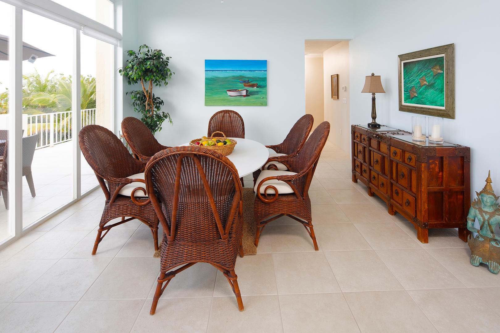 Dining room with seaside views.