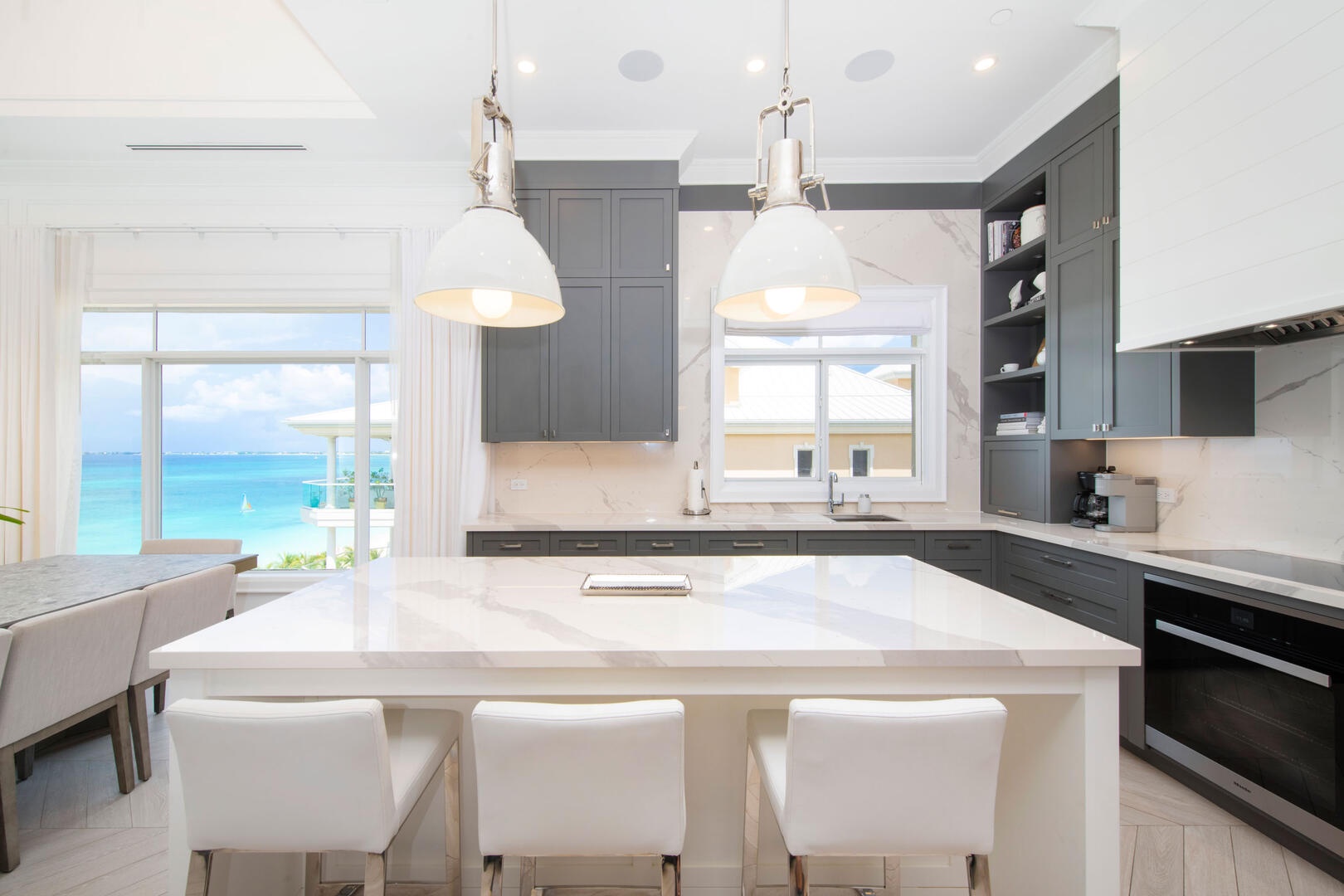 Kitchen island breakfast bar seating.
