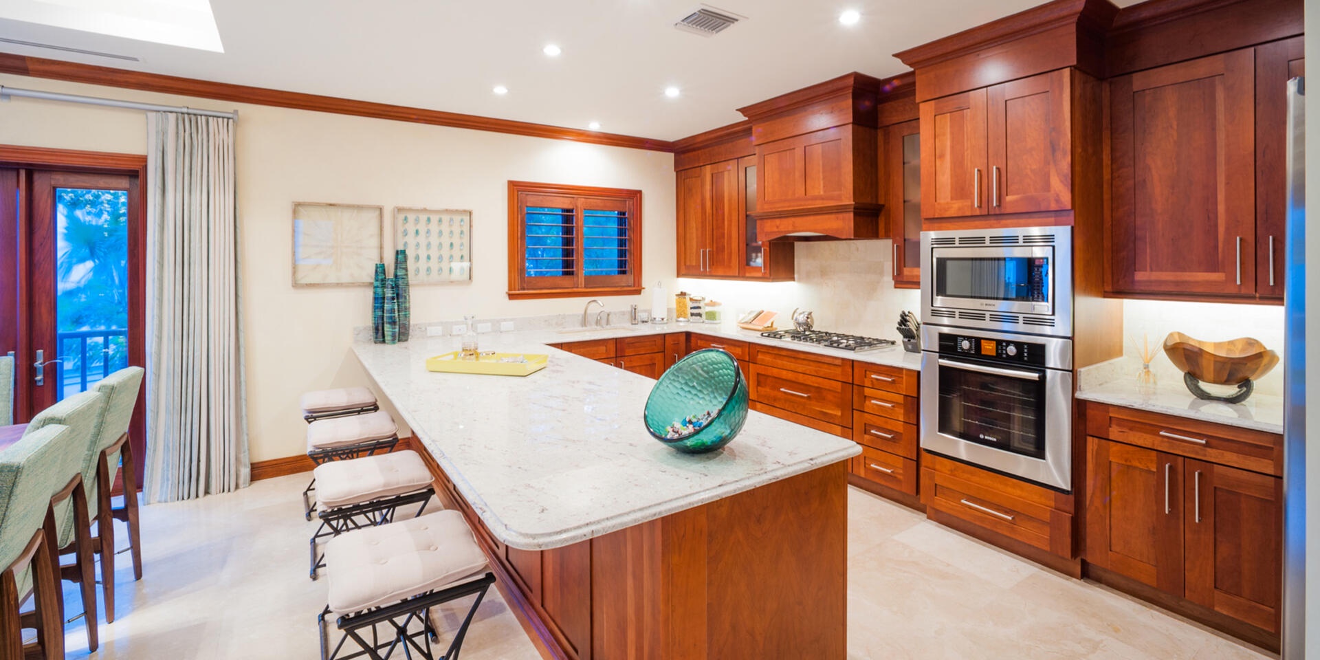 Gourmet kitchen with modern appliances.
