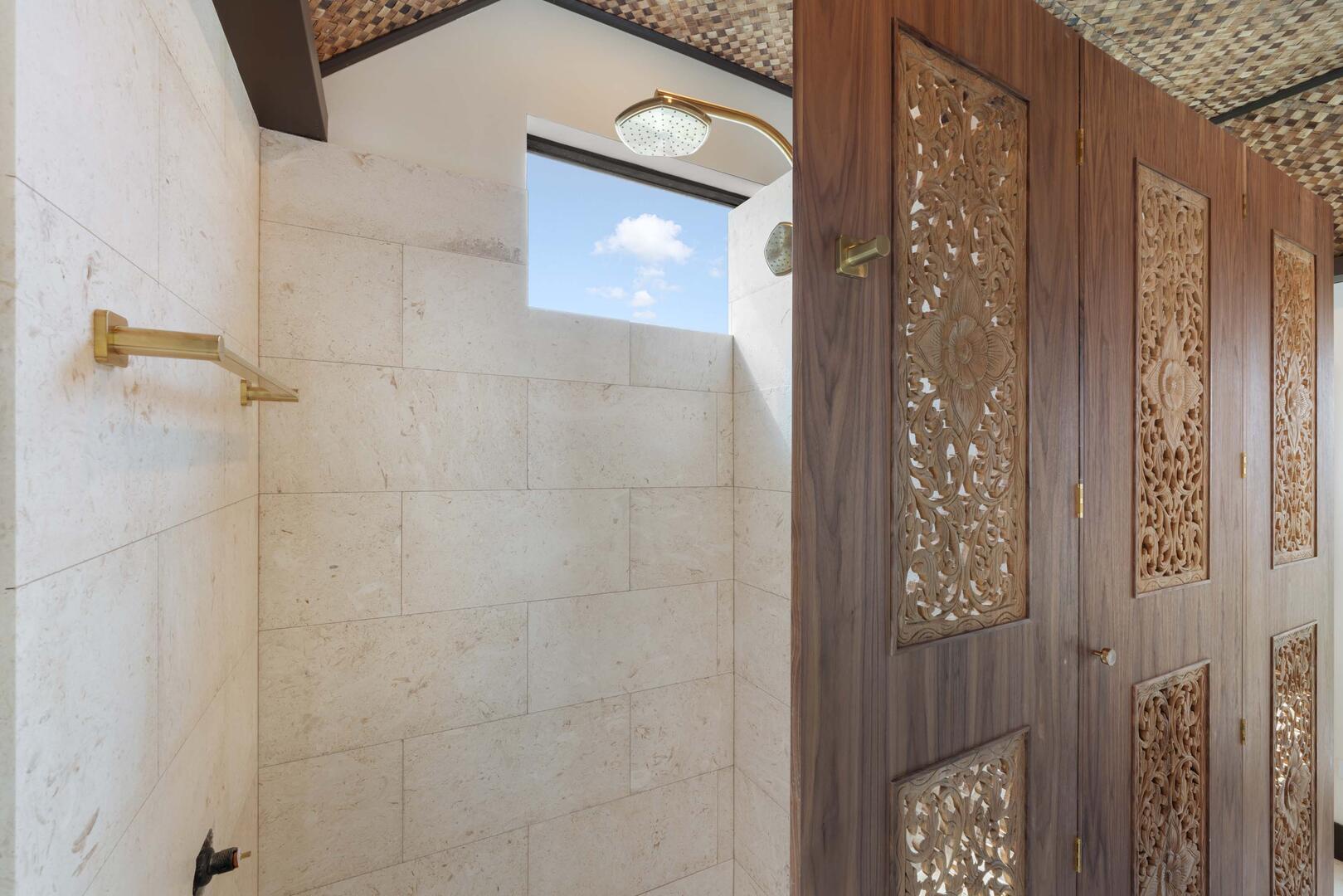 Bedroom 4's in-room ensuite is equipped with a shower.