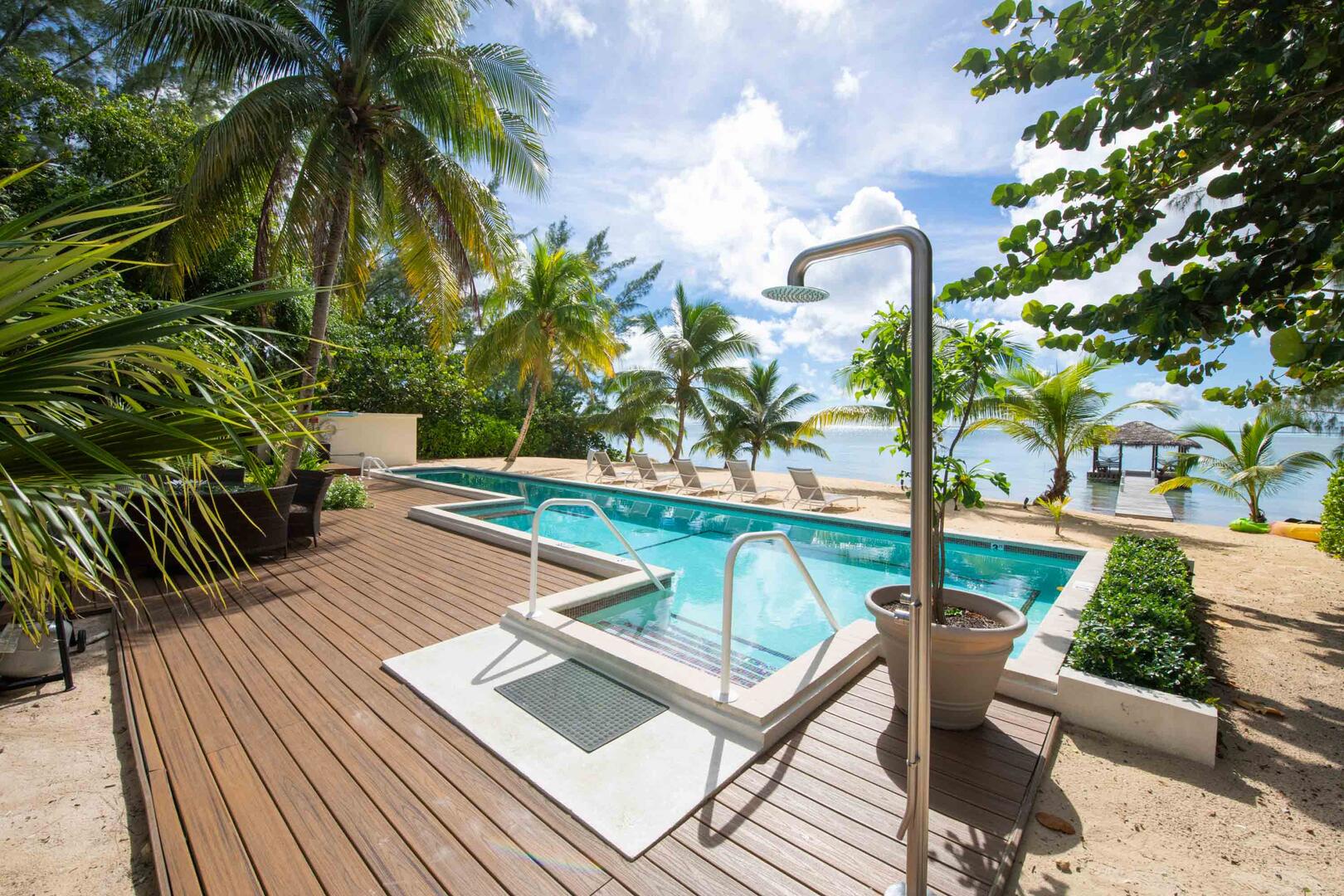Private pool with outdoor shower.