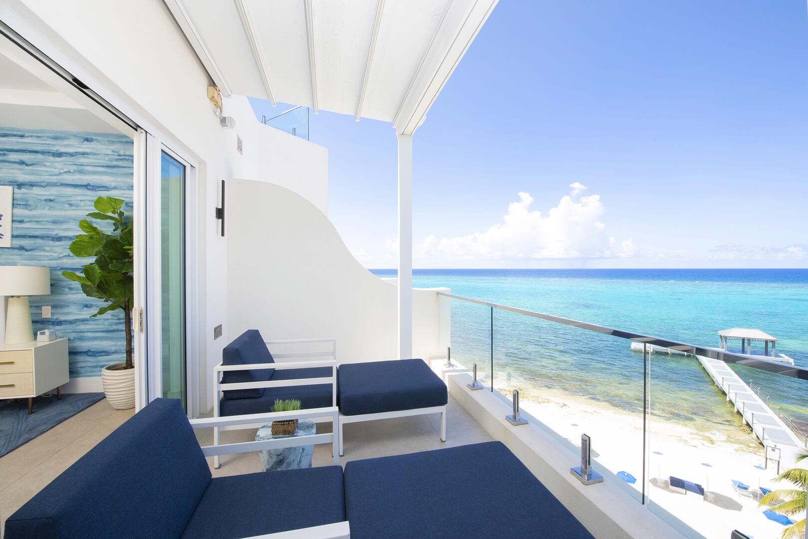 The primary suite also has walk-out access to the balcony.