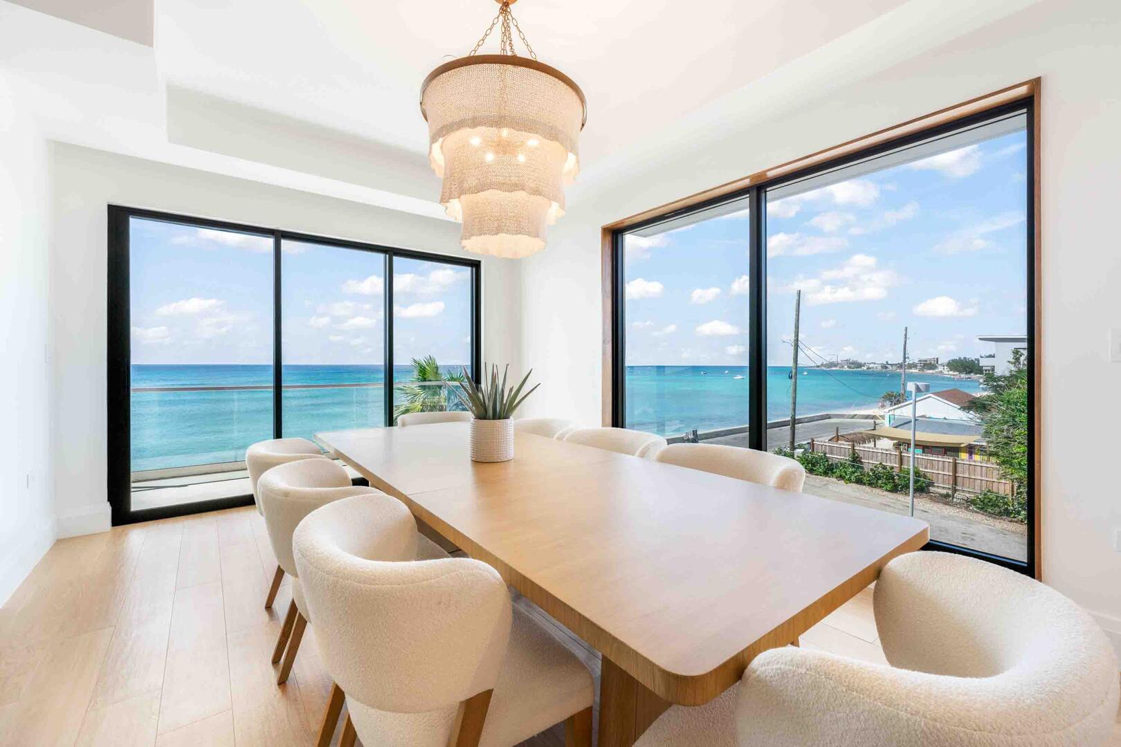 Dining area with dazzling ocean views.