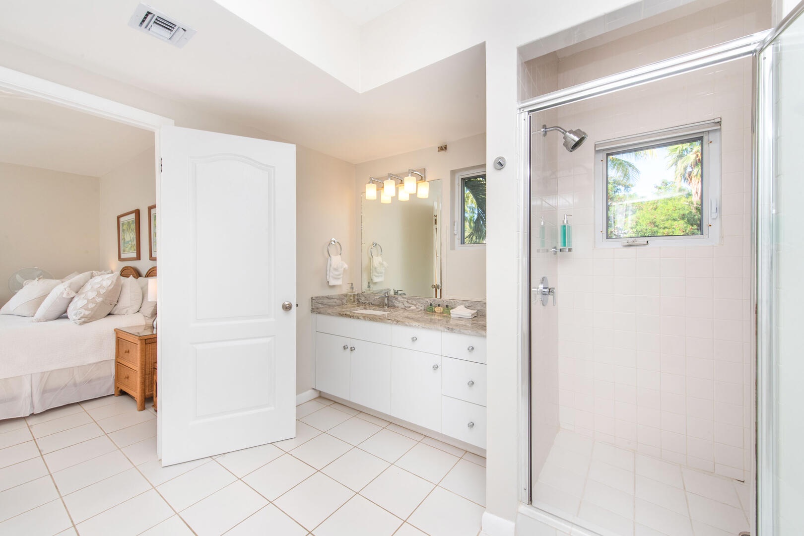 Ensuite bath with shower.