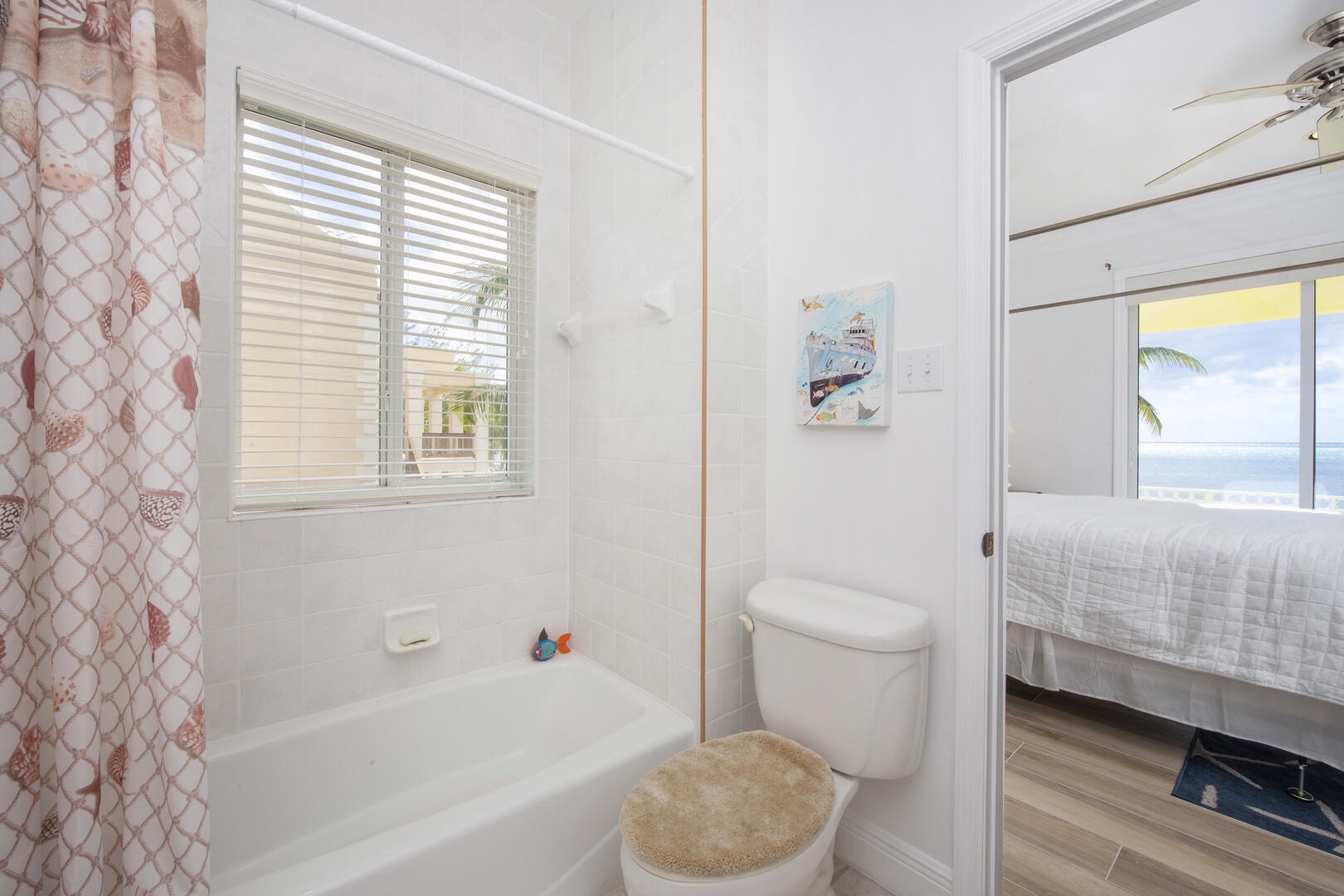 Jack & Jill bathroom with shower bath.