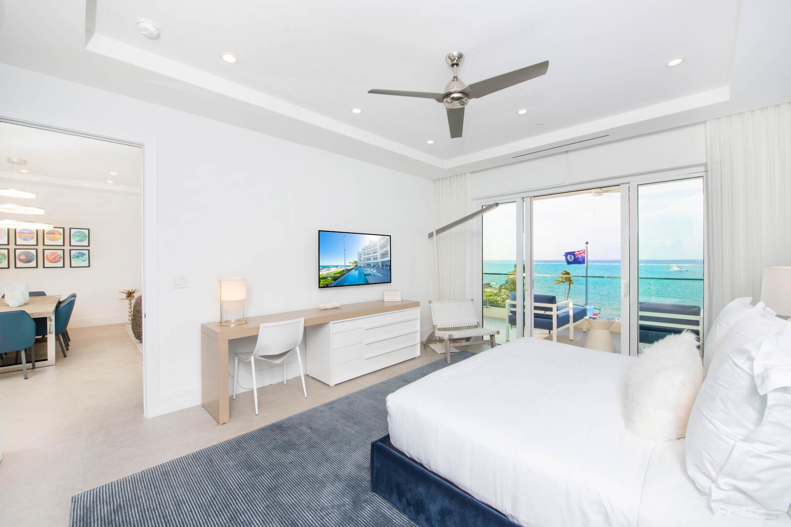 Primary Suite with walk-out access to the ocean balcony.
