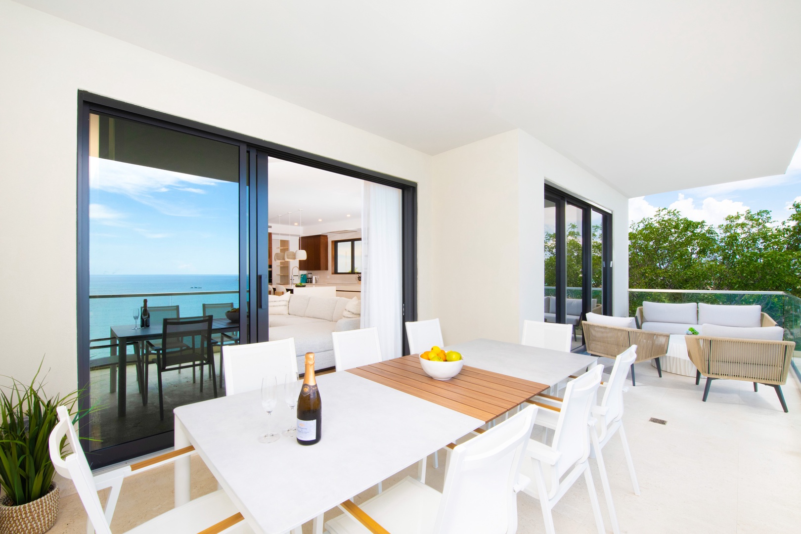 Furnished balcony with walkout access from the living areas.