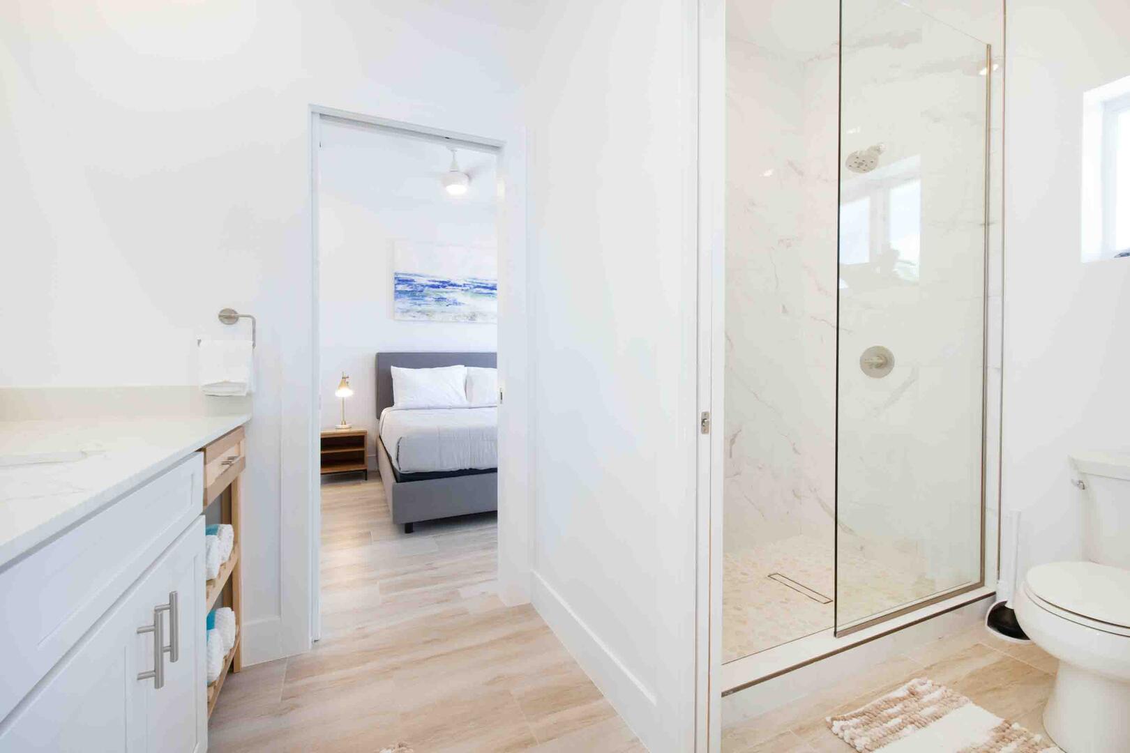 Bedrooms 2 & 3 share this Jack & Jill bathroom equipped with a shower.