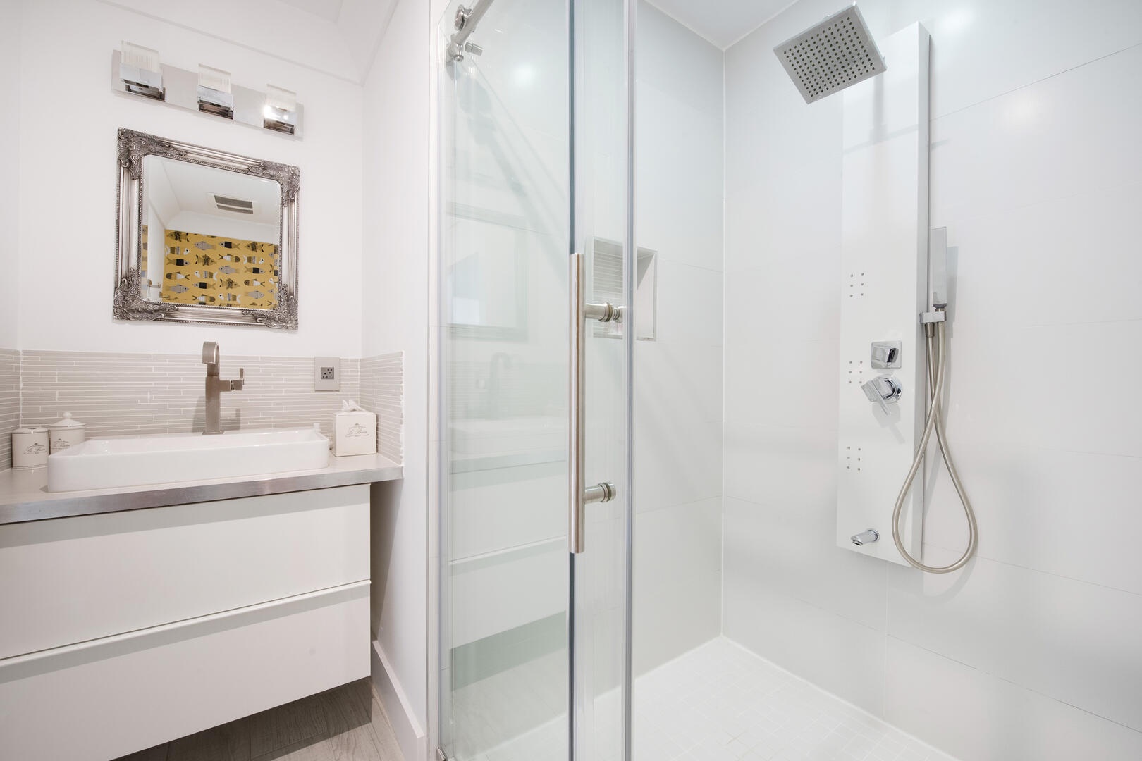 Upper Bathroom with shower.