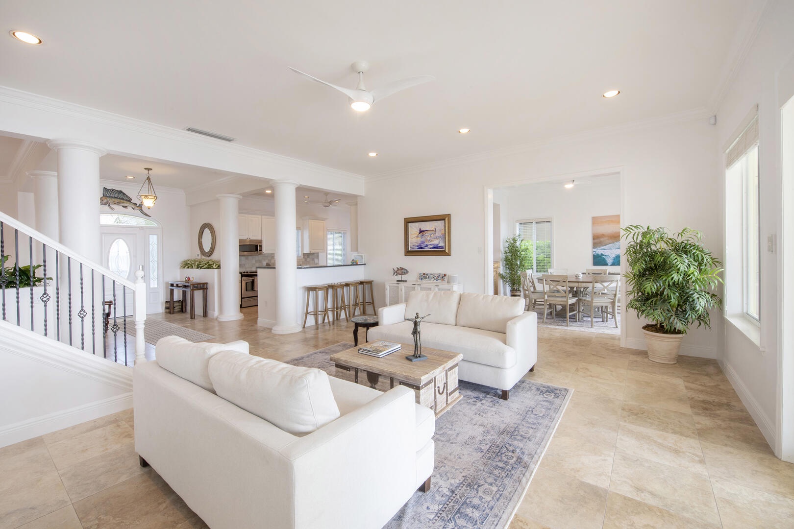 Living area with the breakfast nook in the background.