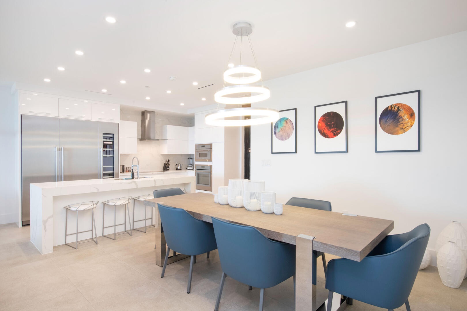 Formal dining table with seating for six.